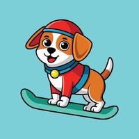 Cute Beagle Snowboarding vector