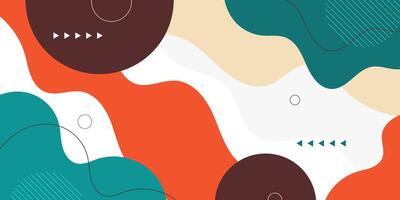 Colorful green, brown and orange geometric business banner design. Creative banner design with wave shapes and lines for template. Simple design on white horizontal banner. vector