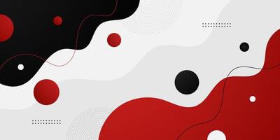 Modern abstract banner background with red and black wave fluid pattern on white background color. Creative background design horizontal design. vector