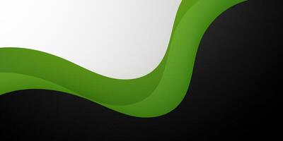 Abstract wave 3D background with green and black color combination. Curve banner pattern background design. vector