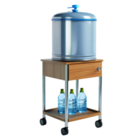 water cooler on cart bottles on transparent background. png