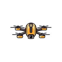 A yellow drone hovering in a clear sky vector