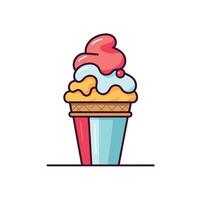 Swirled ice cream cone with a cherry vector