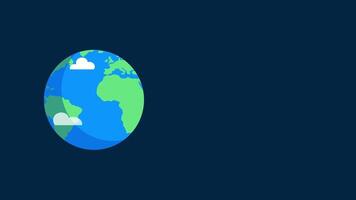 Flat Design Rotation Earth And Clouds Motion Graphic Animation Dark Background video