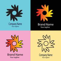 Latest logo design with four different designs of the same shape vector