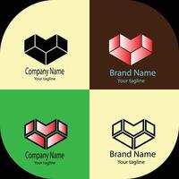 Professional logo design with four different designs of the same shape vector