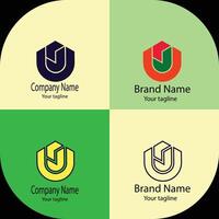 Progressive Unique logo design with four different designs of the same shape vector
