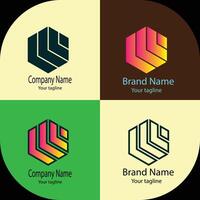 Professional Unique logo design with four different designs of the same shape vector