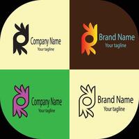 Excellent Unique logo design with four different designs of the same shape vector