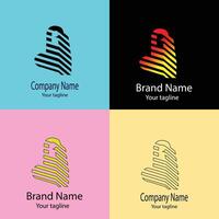 Progressive logo design with four different designs of the same shape vector