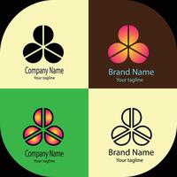 Simple Unique logo design with four different designs of the same shape vector