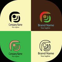 Simple logo design with four different designs of the same shape vector