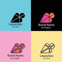 Advanced logo design with four different designs of the same shape vector