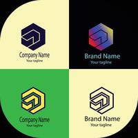 Unique logo design with four different designs of the same shape vector