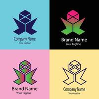 Gorgeous logo design with four different designs of the same shape vector