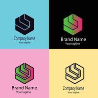 Elite logo design with four different designs of the same shape vector