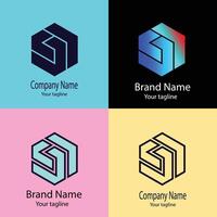 Best logo design with four different designs of the same shape vector