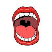 Open mouth with teeth isolate on white background vector