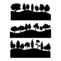 Set of different landscape with trees vector