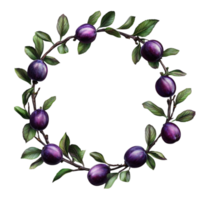 Purple Berries and Leaves Circular Wreath png