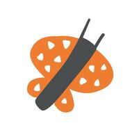 A vibrant orange butterfly with white spots and bold wings in flight. Whimsical design ideal for garden, wildlife, and pollinator-themed artwork vector