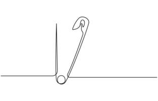 one continuous single drawn line art doodle outline safety pin vector