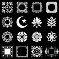 A set of retro frame illustration element. Floral symmetry border. Fit for banner, background, merchandise. Eps 10. vector