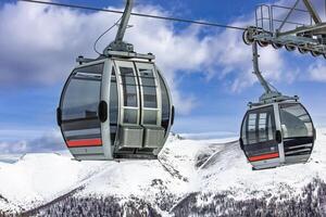 View of the scenic gondola ride in mountains photo