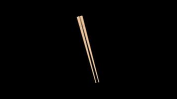 Wooden Chopsticks Rotating on a Transparent Background. Seamless Loop. 4K video