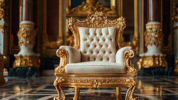 golden royal chair in palace photo