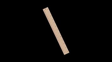 Wooden Ruler Rotating on a Transparent Background. Seamless Loop. Scale 3D. 4K video
