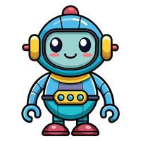 cartoon robot character illustration white background white background vector