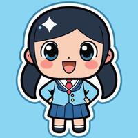 sticker of a girl a school uniform vector