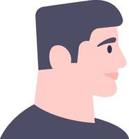 Profile view portrait of a young man gazing to the right, featuring a neutral expression. Simple flat illustration set against a clean white background vector