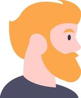 Profile of a man with vibrant red hair and a well groomed beard, wearing a dark shirt and looking confidently to the right, capturing a modern and stylish essence vector