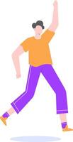 Energetic young man running and waving, conveying a sense of joy, freedom, and dynamic movement, ideal for lifestyle, fitness, and youth related themes vector