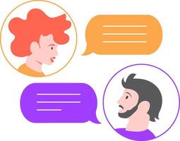 Two colleagues are communicating via a messaging app, sending text messages and having a conversation online, illustrating the concept of online communication vector