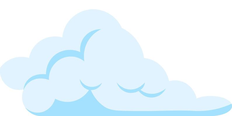 Cartoon cloud floating gently in a clear blue sky, offering a charming representation of weather, dreams, and imagination, evoking feelings of peace and tranquility
