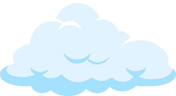 Cartoon illustration featuring a light blue cloud gently floating in a clear sky, symbolizing good weather, dreams, and the boundless realm of imagination and creativity