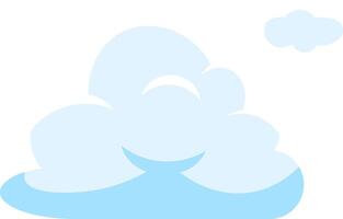 Light blue cloud computing floating in cyberspace with another small cloud on white background, simple flat illustration, ideal for technology and weather related designs vector