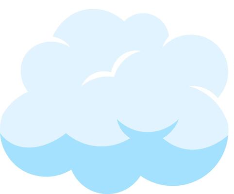 Simple illustration of a light blue cartoon cloud floating in the clear white sky, ideal for children book illustrations or weather forecast presentations