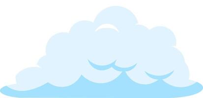 Light blue cartoon cloud floating in the clear sky, simple illustration isolated on white background, minimalist design for children book or weather forecast vector