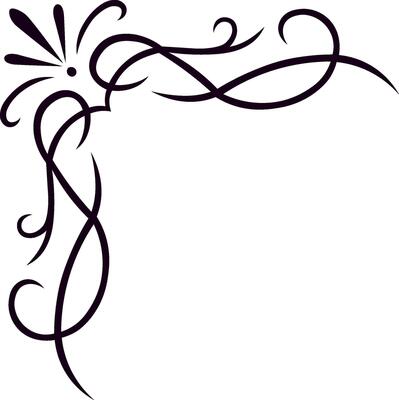 Elegant corner border creating a decorative frame with swirls and flourishes, perfect for adding a touch of sophistication to invitations, greeting cards, or any design project
