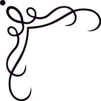 Hand drawn calligraphic corner ornament adding a touch of elegance and sophistication, perfect for invitations, certificates, menus, or decorative borders vector