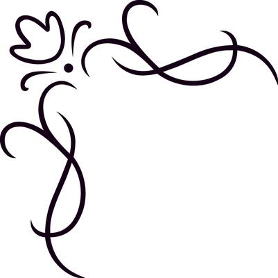 Elegant floral corner ornament forming a frame with swirls, flourishes, and a stylized flower, creating a sophisticated and decorative element for various design purposes