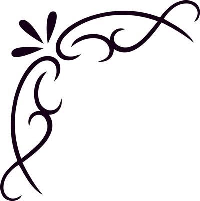 Corner ornament with elegant swirls and flourishes, creating a sophisticated and decorative frame, perfect for enhancing designs and adding a touch of classic style