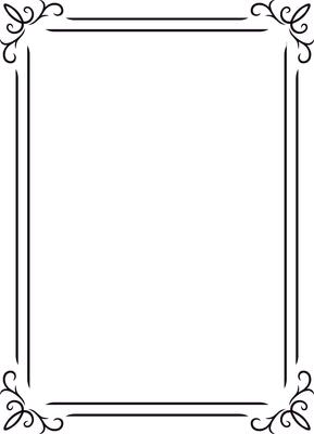 Elegant black rectangular border featuring floral corners enhances a white background, creating ample copy space for text or images, perfect for various design applications