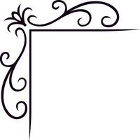 Decorative corner border design featuring elegant floral swirls and flourishes, adding vintage charm to invitations, cards, or creative projects vector