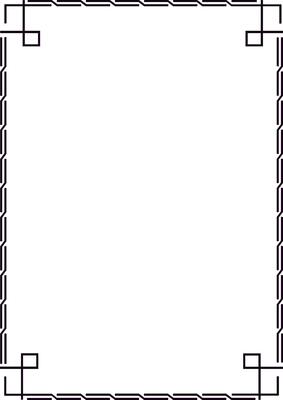 Black geometric pattern forming a rectangular frame with stepped edges and square corner elements on white background, ideal for certificates, diplomas, or decorative purposes