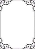 Vertical decorative border featuring elegant swirls, framing an empty space. Perfectly suited for classic style invitations or announcements, enhancing any design with vintage charm vector